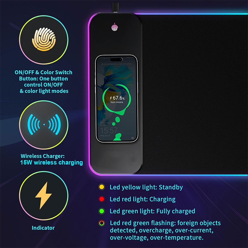 Wireless Charging RGB Mouse Pad 5