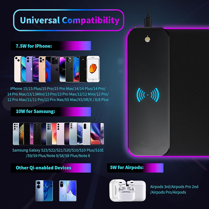 Wireless Charging RGB Mouse Pad 6