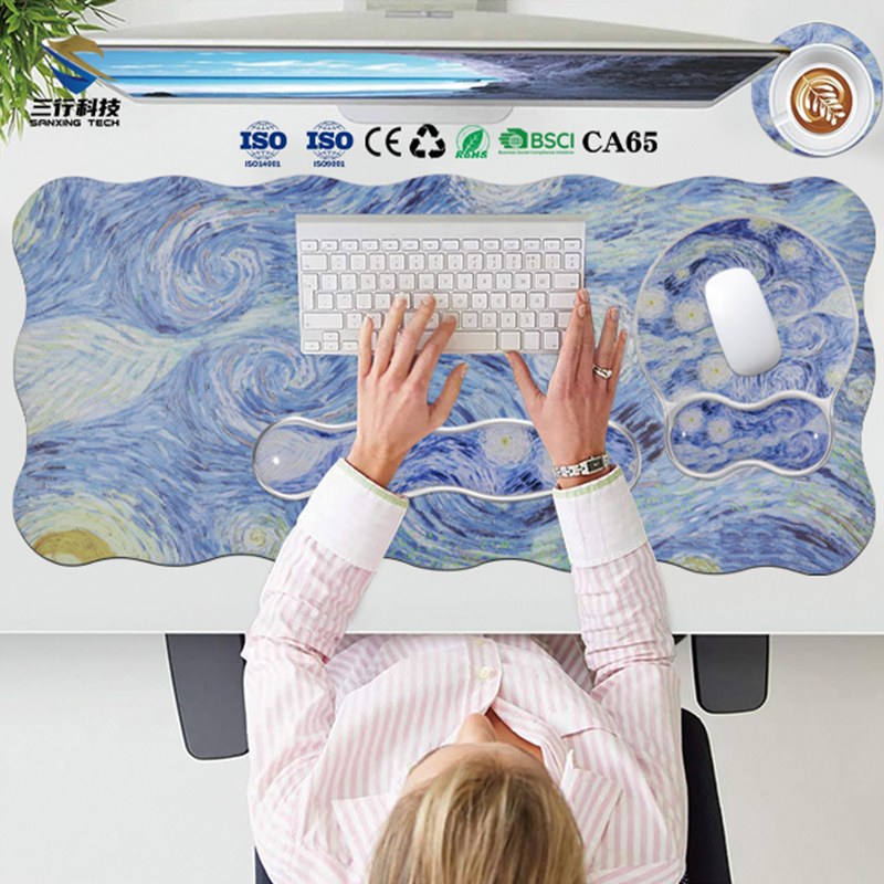 XXL Non-Slip PU Gaming Mouse Pad & Wrist Rest Combo for Des