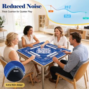 31.5" Rubber Mahjong Mat with Rules, 3mm | Non-Slip Waterproof